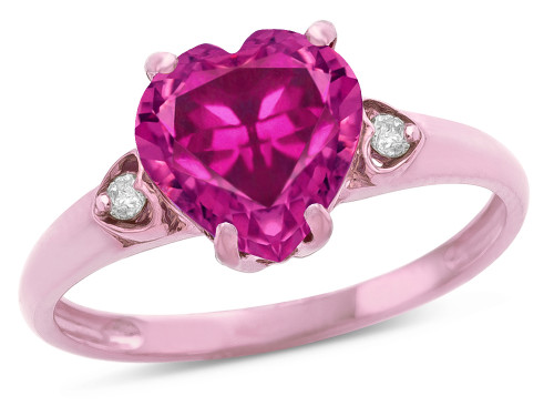 Star K Heart Shaped 8mm Simulated Pink Tourmaline Engagement Promise Wedding Ring - 317826P65