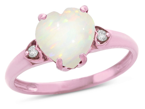 Star K Heart Shaped 8mm Genuine Opal Engagement Promise Wedding Ring - 317835P65