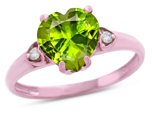 Star K Heart Shaped 8mm Genuine Peridot Engagement Promise Wedding Ring - 317821P5
