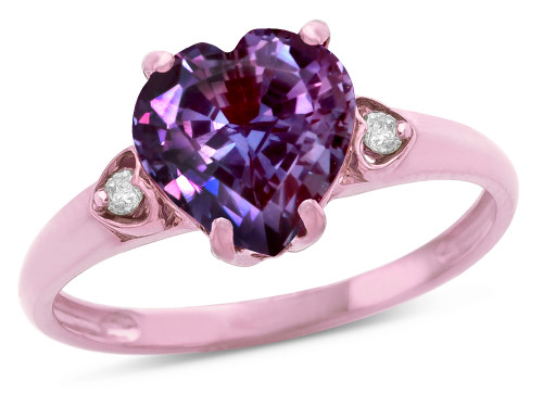 Star K Heart Shaped 8mm Simulated Alexandrite Engagement Promise Wedding Ring - 317827P85