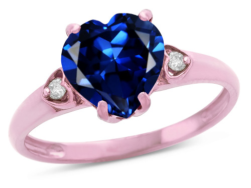 Star K Heart Shaped 8mm Created Sapphire Engagement Promise Wedding Ring - 317823P75