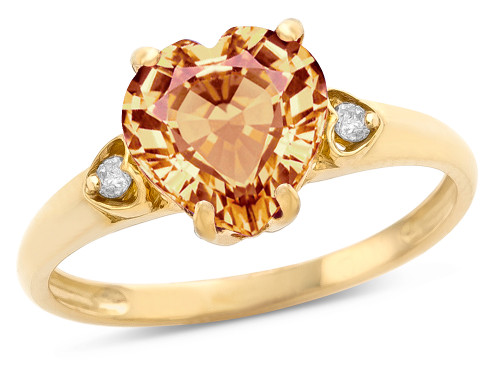 Star K Heart Shaped 8mm Simulated Imperial Yellow Topaz Engagement Promise Wedding Ring - 317808A8