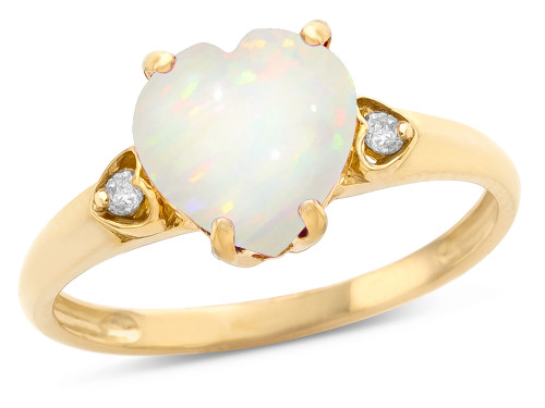 Star K Heart Shaped 8mm Genuine Opal Engagement Promise Wedding Ring - 317813A4