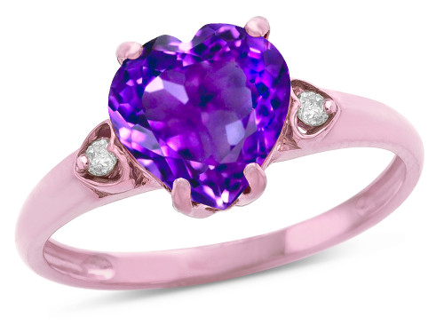 Star K Heart Shaped 8mm Genuine Amethyst Engagement Promise Wedding Ring - 317816P5