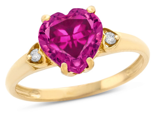Star K Heart Shaped 8mm Simulated Pink Tourmaline Engagement Promise Wedding Ring - 317804A9