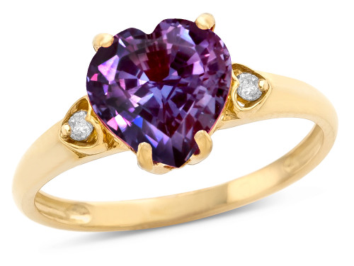 Star K Heart Shaped 8mm Simulated Alexandrite Engagement Promise Wedding Ring - 317805A55