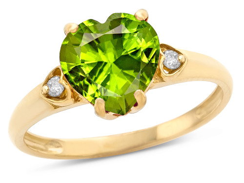 Star K Heart Shaped 8mm Genuine Peridot Engagement Promise Wedding Ring - 317799A4