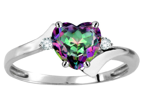 Star K Heart Shape 6mm Rainbow Mystic Topaz bypass Ring - 317237B45