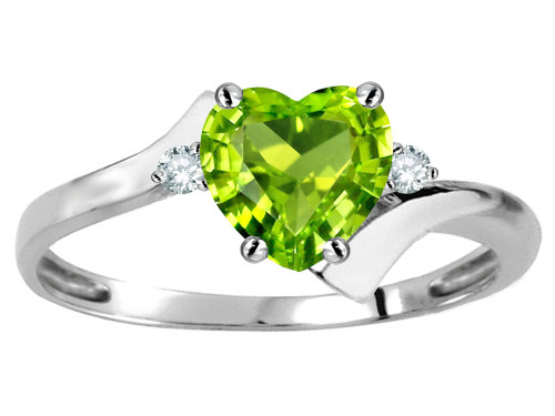 Star K Heart Shape 6mm Genuine Peridot bypass Ring - 317228B5