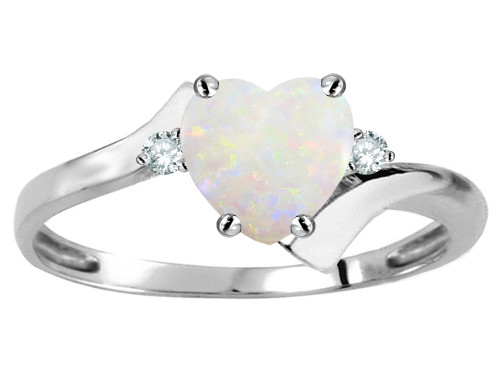 Star K Heart Shape 6mm Genuine Opal bypass Ring - 317224P8