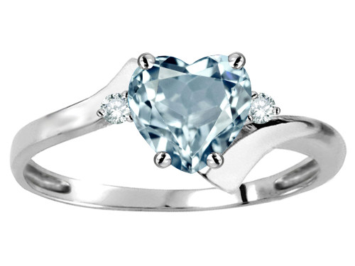 Star K Heart Shape 6mm Genuine Sky Blue Topaz bypass Ring - 317226B5