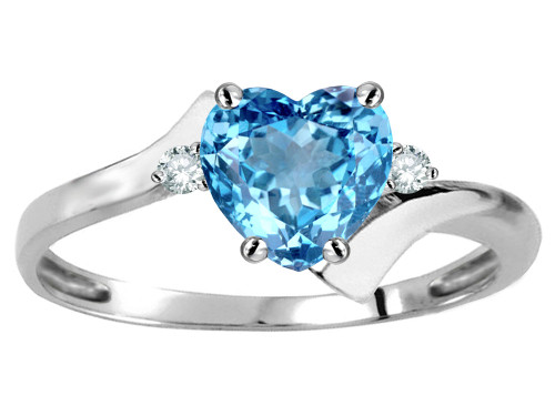 Star K Heart Shape 6mm Genuine Blue Topaz bypass Ring - 317225B8