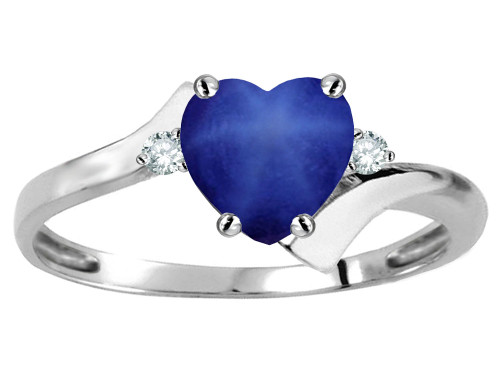 Star K Heart Shape 6mm Created Star Sapphire bypass Ring - 317234A5