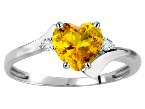 Star K Heart Shape 6mm Genuine Citrine bypass Ring - 317227B4