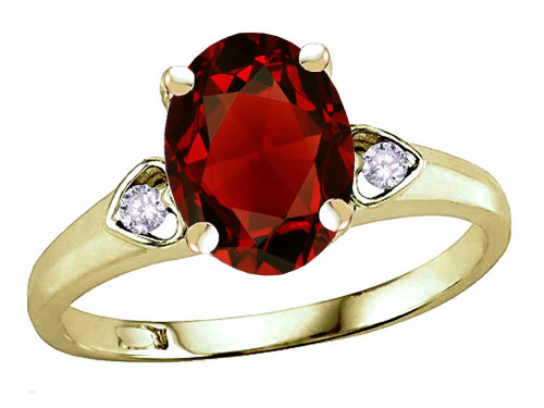 Star K Oval 9x7 Genuine Garnet Three 3 Stone Heart Engagement Promise Wedding Ring - 318127W8
