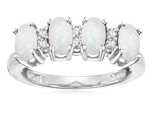 Star K Oval 5x3 Genuine Opal 4 Four Stone Band Ring - 317099AF55