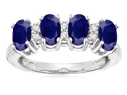 Star K Oval 5x3 Genuine Sapphire 4 Four Stone Band Ring - 317101AP55