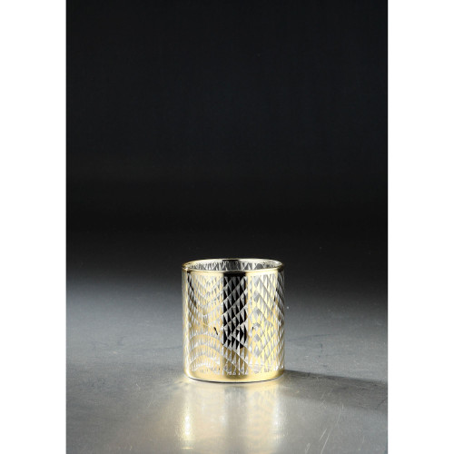 4" Gold Cylindrical Hand Blown Glass Tabletop Decor