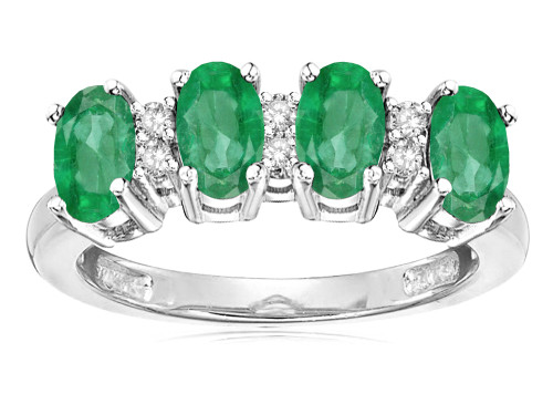 Star K Oval 5x3 Genuine Emerald 4 Four Stone Band Ring - 317082B9