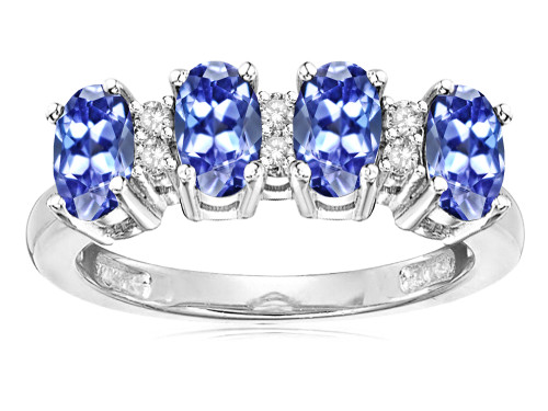 Star K Oval 5x3 Genuine Tanzanite 4 Four Stone Band Ring - 317080B7