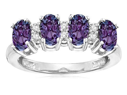 Star K Oval 5x3 Simulated Alexandrite 4 Four Stone Band Ring - 317092B6
