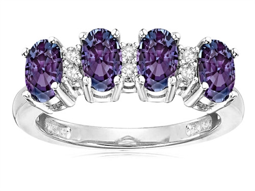 Star K Oval 5x3 Simulated Alexandrite 4 Four Stone Band Ring - 317092P9