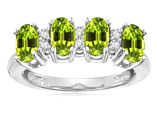 Star K Oval 5x3 Genuine Peridot 4 Four Stone Band Ring - 317086P8