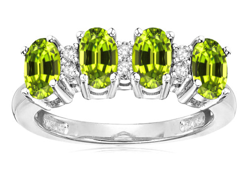 Star K Oval 5x3 Genuine Peridot 4 Four Stone Band Ring - 317086B7