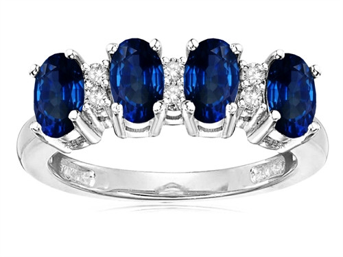 Star K Oval 5x3 Created Sapphire 4 Four Stone Band Ring - 317088P55