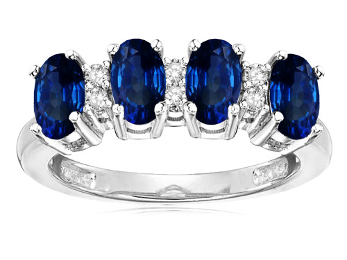 Star K Oval 5x3 Created Sapphire 4 Four Stone Band Ring - 317088B75
