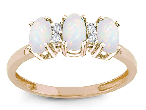 Star K Genuine Opal 3 Three Oval Stones Promise Ring Wedding Band - 317164P75