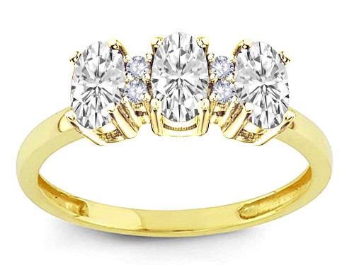 Star K Genuine White Topaz 3 Three Oval Stones Promise Ring Wedding Band - 317171P5