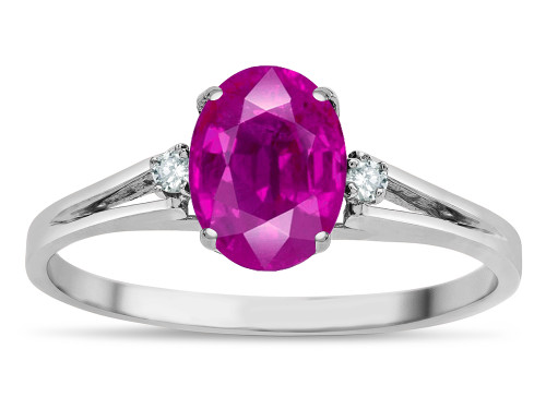 Star K Oval 8x6 Simulated Pink Tourmaline Split Shank Three Stone Engagement Promise Ring - 317015W75