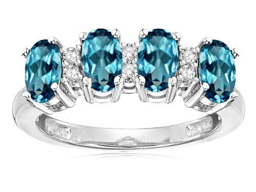 Star K Genuine Blue Topaz Oval 5x3 4 Four Stone Band Ring - 317140AF75