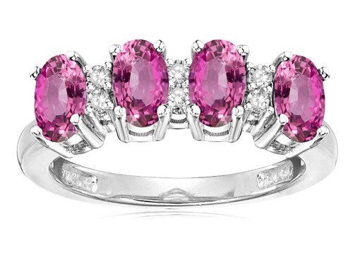 Star K Simulated Pink Tourmaline Oval 5x3 4 Four Stone Band Ring - 317129B7