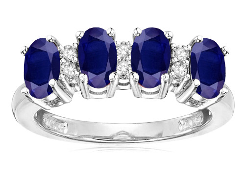 Star K Genuine Sapphire Oval 5x3 4 Four Stone Band Ring - 317139AF4