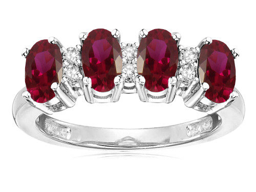 Star K Created Ruby Oval 5x3 4 Four Stone Band Ring - 317145AF85