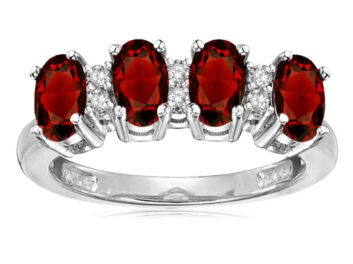 Star K Oval 5x3 Genuine Garnet 4 Four Stone Band Ring - 317105AF85