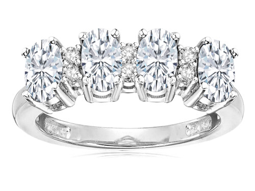 Star K Oval 5x3 Genuine White Topaz 4 Four Stone Band Ring - 317113W85