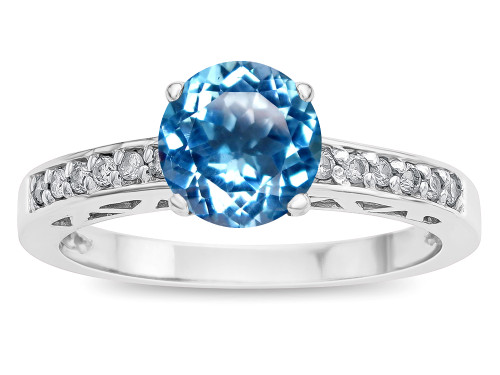 Star K Round 7mm Genuine Blue Topaz Channel Set Engagement Promise Ring - 316952AF8