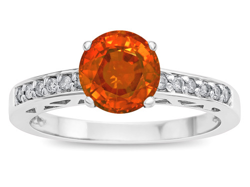 Star K Round 7mm Simulated Orange Mexican Fire Opal Channel Set Engagement Promise Ring - 316947B5
