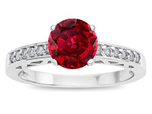 Star K Round 7mm Created Ruby Channel Set Engagement Promise Ring - 316941B9