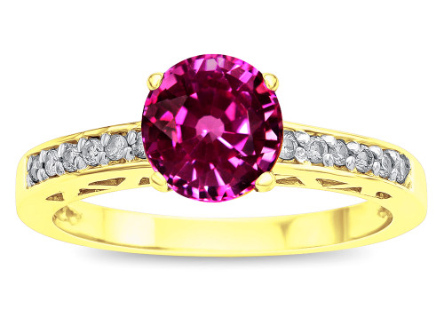 Star K Round 7mm Simulated Pink Tourmaline Channel Set Engagement Promise Ring - 316922W9