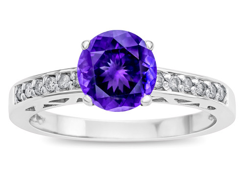 Star K Round 7mm Genuine Amethyst Channel Set Engagement Promise Ring - 316909W4
