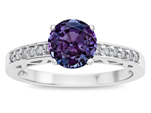 Star K Round 7mm Simulated Alexandrite Channel Set Engagement Promise Ring - 316923AF55