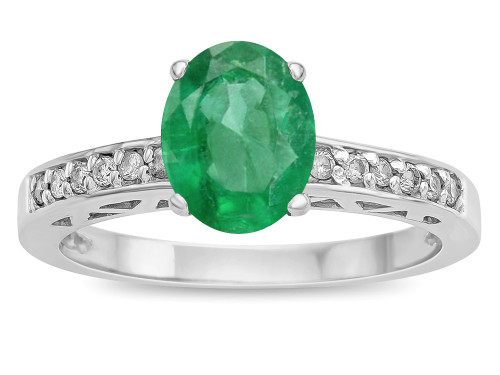 Star K Oval 8x6 Genuine Emerald Channel Set Engagement Promise Ring - 316810A9
