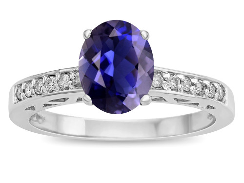 Star K Oval 8x6 Genuine Iolite Channel Set Engagement Promise Ring - 316809A8