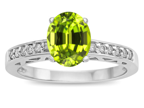 Star K Oval 8x6 Genuine Peridot Channel Set Engagement Promise Ring - 316814B5