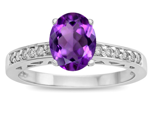 Star K Oval 8x6 Genuine Amethyst Channel Set Engagement Promise Ring - 316804A6