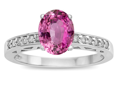 Star K Oval 8x6 Created Pink Sapphire Channel Set Engagement Promise Ring - 316818B6